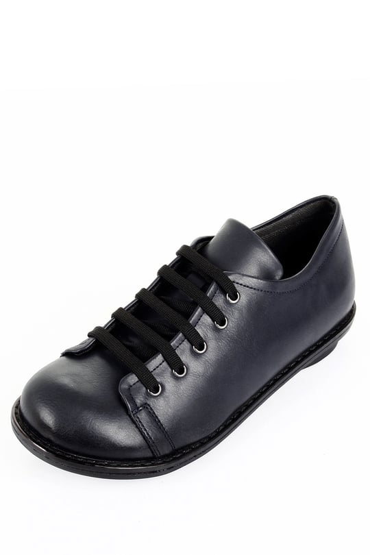 LACİVERT ANTİK Gön Yuvarlak Burun Kauçuk Düz Taban Bağcıklı Kadın Günlük Sneaker 04129