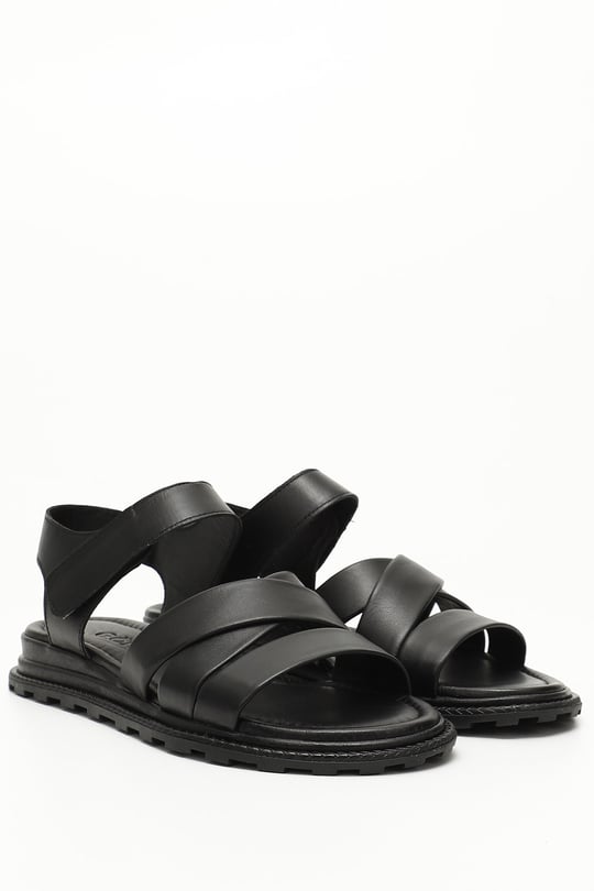 Gön Genuine Leather Wedge Sole Sandals 45090