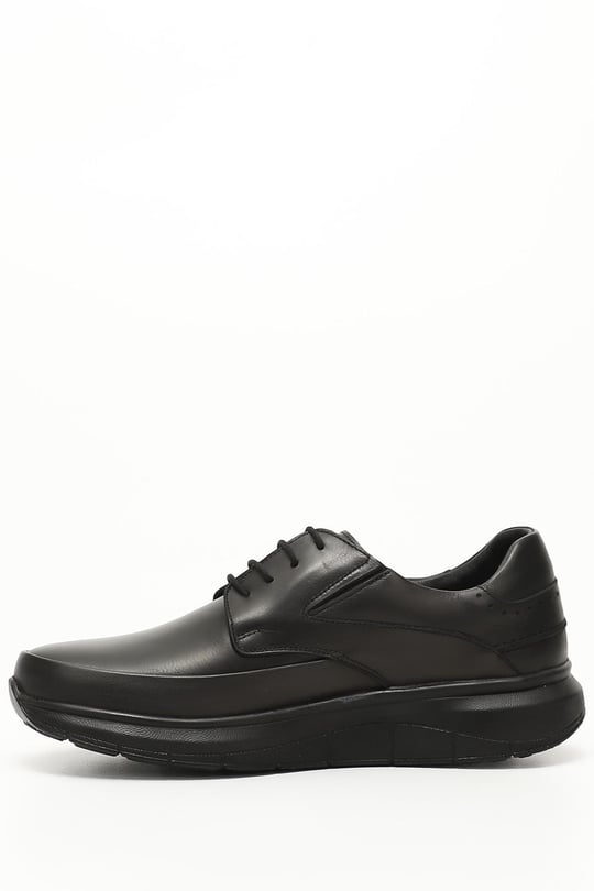 Siyah Gön Hakiki Deri Yuvarlak Burun Günlük Bağcıklı Erkek Ayakkabı 42990