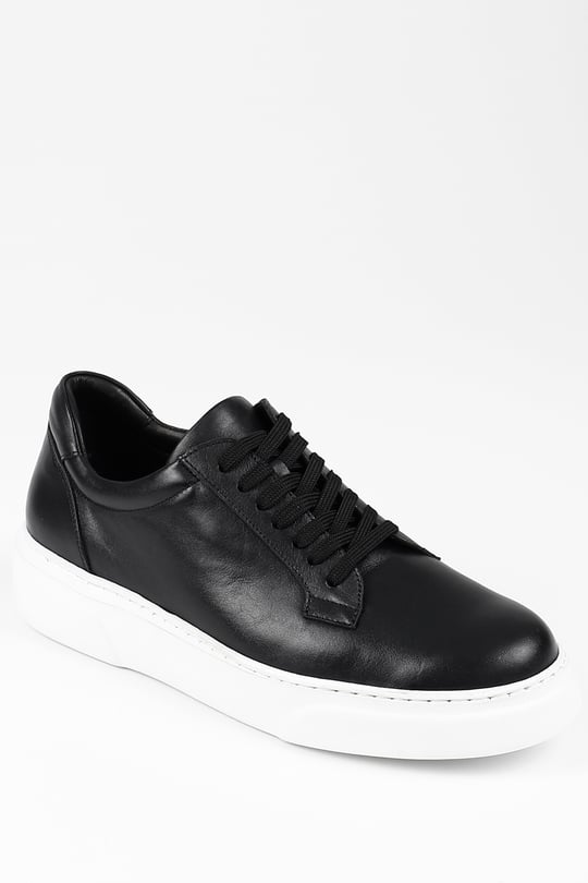 SİYAH Gön Platinum Hakiki Deri Yuvarlak Burun Bağcıklı Günlük Erkek Sneaker 35910