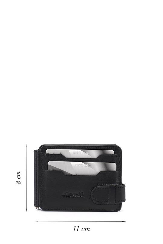 Siyah Hakiki Deri Unisex Kartlık