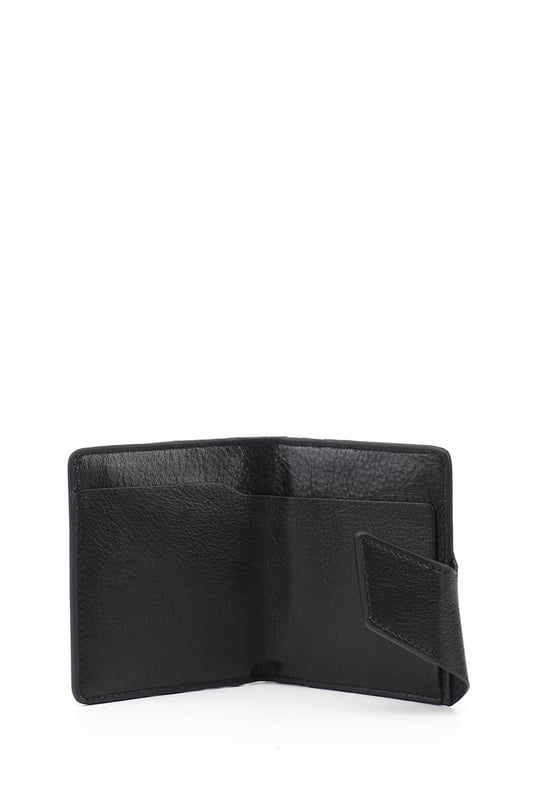 Siyah Hakiki Deri Unisex Kartlık