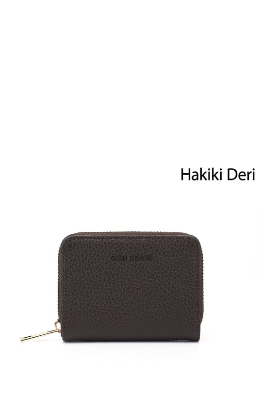 Unisex Kahve Floter Hakiki Deri Dikey Cüzdan