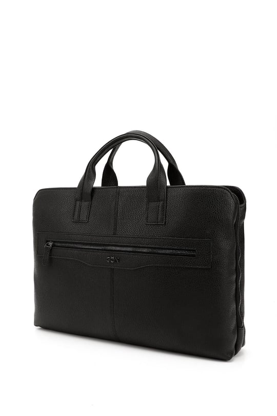 Unisex Black Genuine Leather Notebook and Briefcase