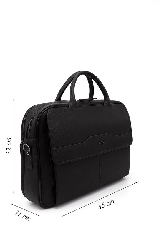Unisex Siyah Hakiki Deri Notebook Ve Evrak Çantası