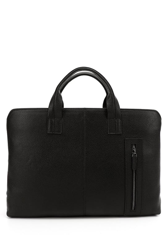 Unisex Black Genuine Leather Notebook and Briefcase