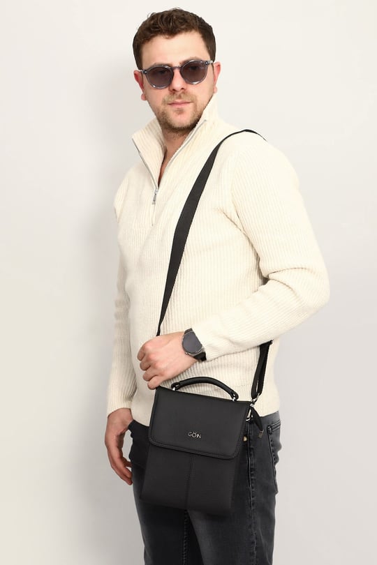 Brown Medium Unisex Genuine Leather Shoulder Bag