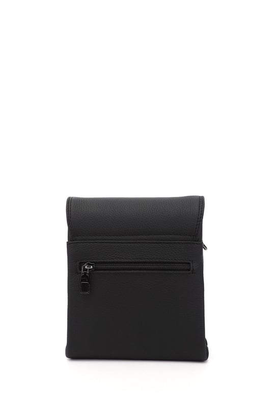 Unisex Black Long Strap Genuine Leather Briefcase Shoulder Bag