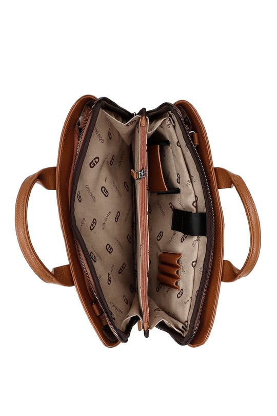Unisex Tan Antique Genuine Leather Notebook and Briefcase