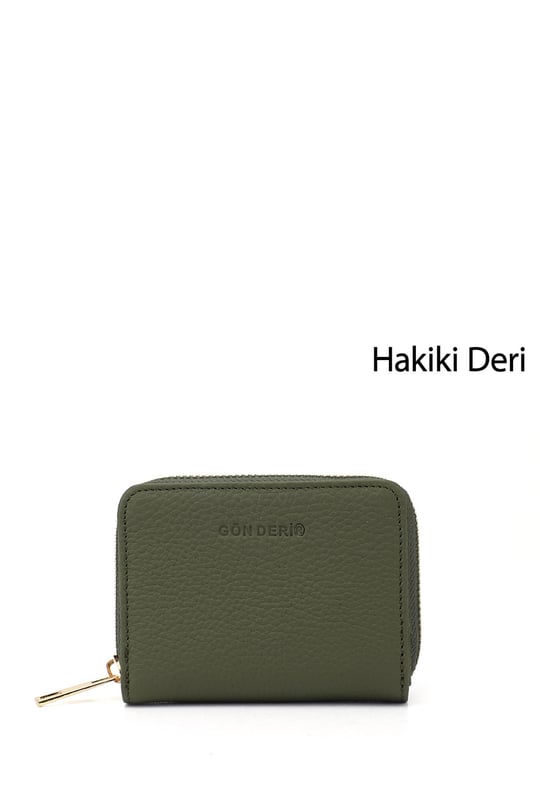 Unisex Yeşil Floter Hakiki Deri Dikey Cüzdan