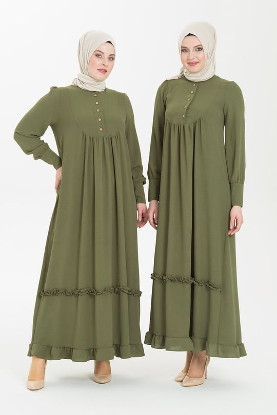 Robe Hijab Kaki avec empiecement 5237