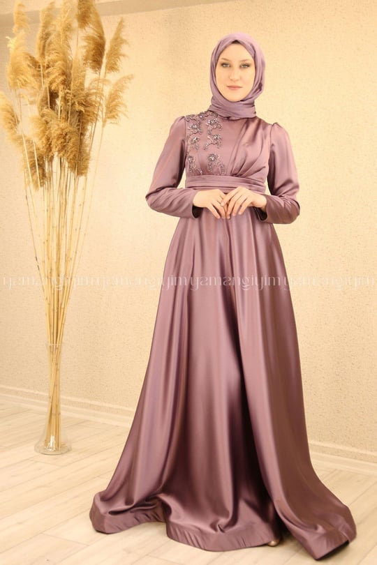 akayk Hijab Evening Dress - ROSE