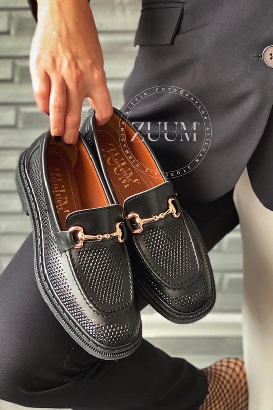 Jena Makosen Kadın Ayakkabı - Siyah Deri