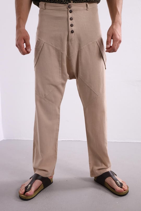 Beige Cortez Drop Crotch Pants - Saman Butik | Shop Online