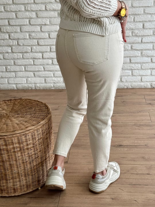 Jean mom beige hotsell