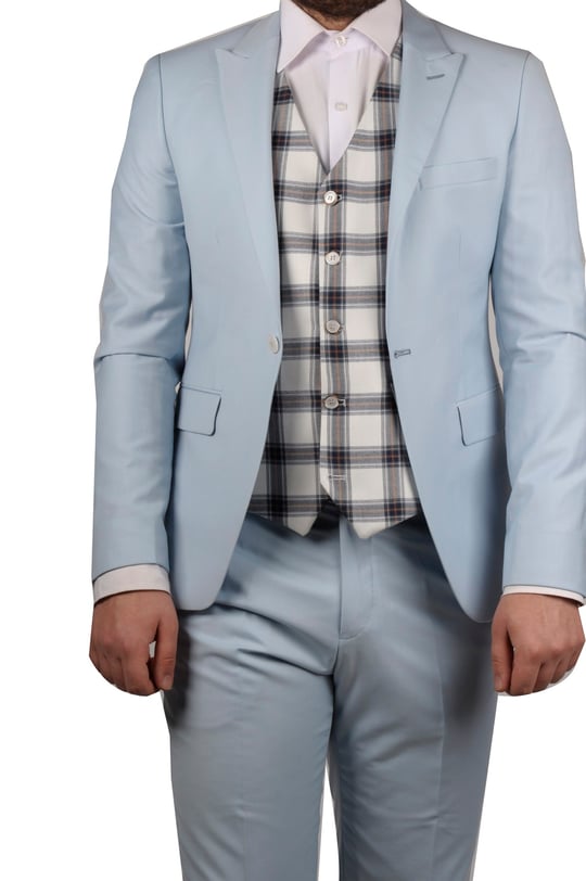 Maserto Slim Fit Ice Blue Suit Plain Patterned | maserto.com