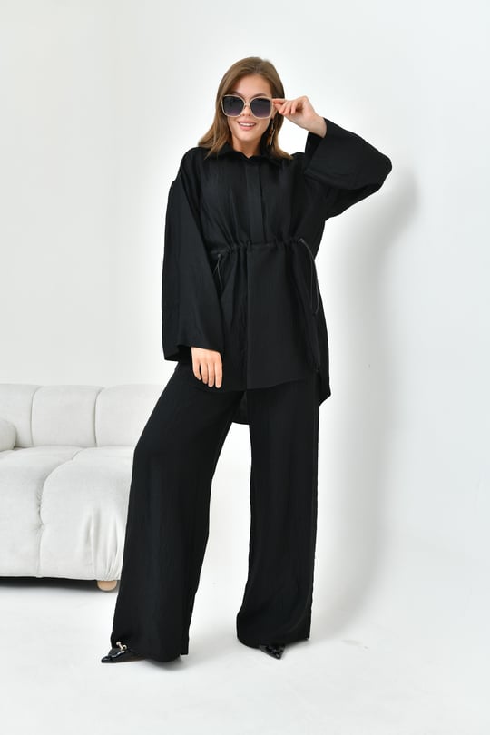 Ftz Women Kad n Pantolonlu Simli Tak m Lacivert 30862