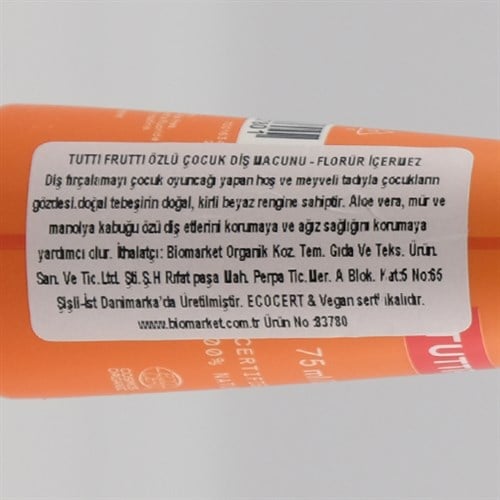 Çocuk Diş Macunu, Tutti Frutti (75 ml) Urtekram