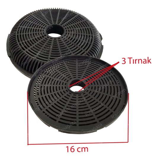 Kumtel Yeni Aspiratör Karbon Filtresi 16 CM 3 Tırnaklı