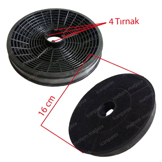 Mekappa Aspiratör Karbon Filtresi 16 CM 4 Tırnaklı