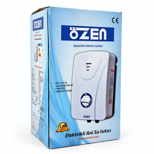 Özen Elektrikli Ani Su Isıtıcı Şofben 7500 W - 3 Kademeli, 7 Emniyet Sistemli, Termostatlı