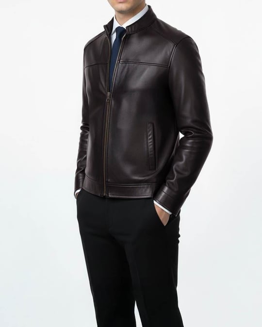 100% original lamb leather coat jacket Green T8378