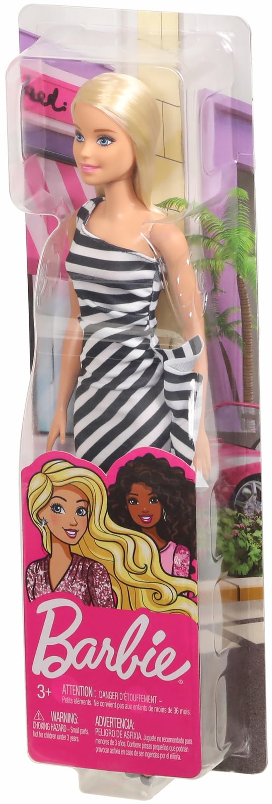 Tela para pintura de 15x20 cm, Barbie com глиттером e pedrinhas, em плёнке