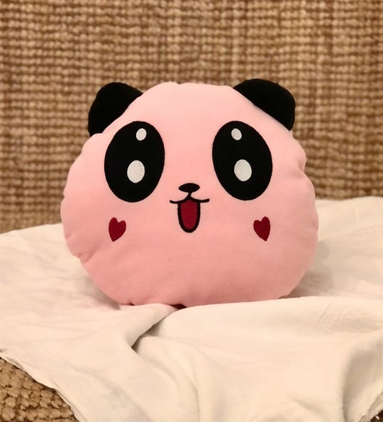 Pembe Peluş Panda Tasarımlı Yastık