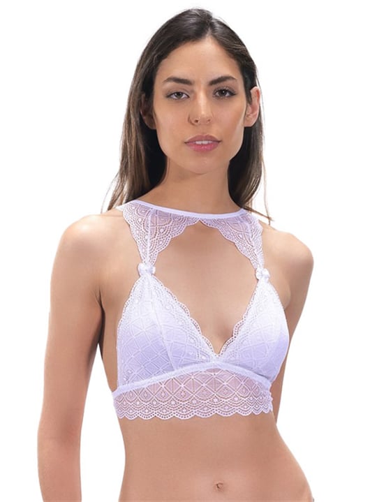 Cottonhill Marineblaues transparentes Tüll-Bügel-Bralette-Bustier mit  verstellbarem Träger für Damen - Trendyol