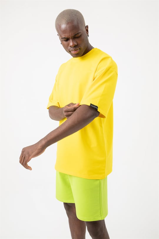 Erkek Base Oversize Sarı T-Shirt - Gotham.com.tr