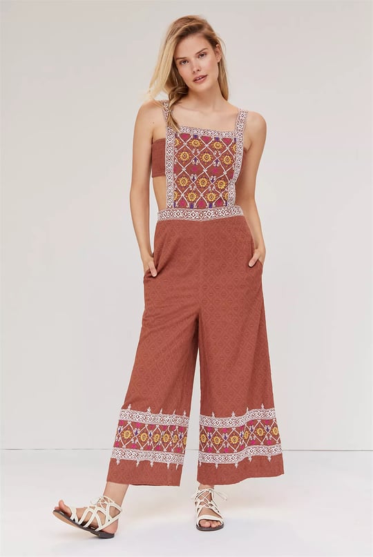 İşlemeli Geniş Paça Tulum