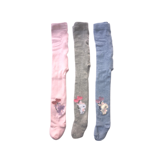1-2 Yaş) Ekinoks 3lü Kız Bebek Çocuk Külotlu Çorap Renkli Desenli Pamuklu