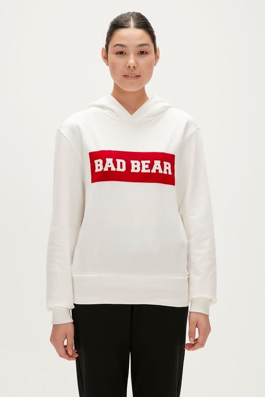 Flog Beyaz Baskılı Kapüşonlu Kadın Sweatshirt | BAD BEAR
