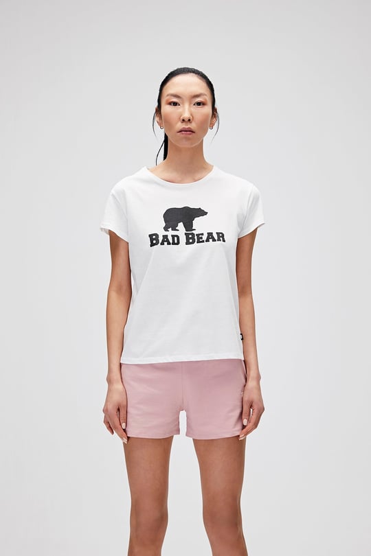 Logo Tee T-Shirt Gri Melanj Baskılı Kadın Tişört |BAD BEAR