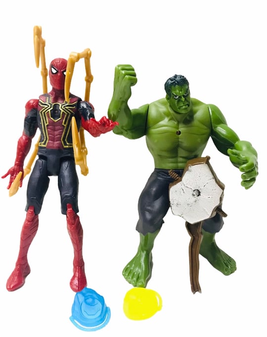 Süper Kahramanlar Örümcek Adam Hulk 2 li Işıklı Figür Oyuncak - Kaptan  Oyuncak