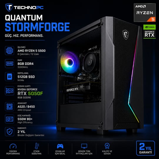 TECHNOPC Quantums Stormforge Ryzen 5 Bilgisayar