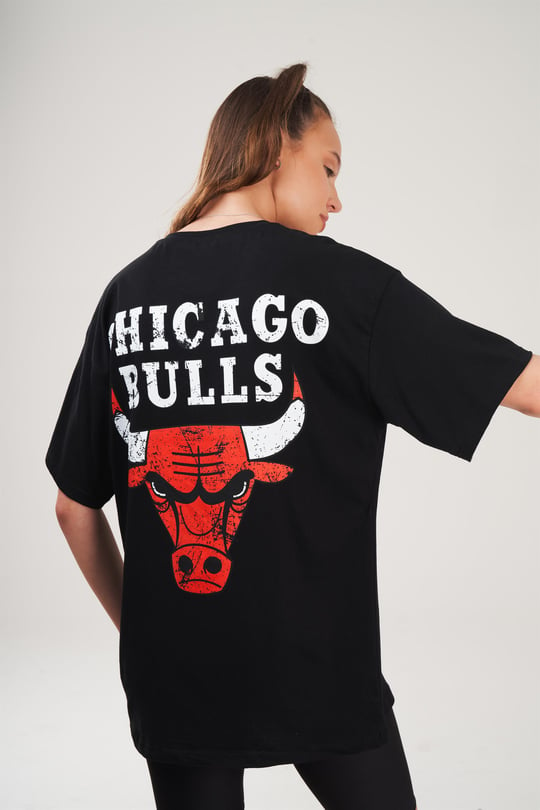 Bisiklet Yaka Chicago Bulls Baskılı T-shirt - Ambar Giyim