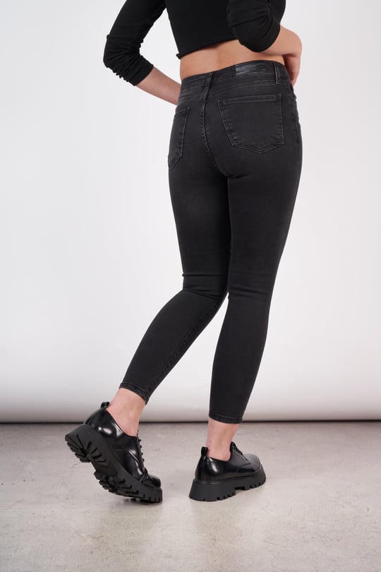 Yüksek Bel Dar Paça Jean Pantolon Siyah - Ambar Giyim