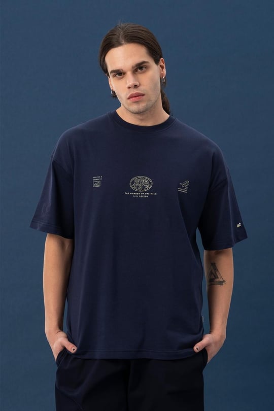 Mens Vibrant Blue Core Dropped Shoulder T-Shirt