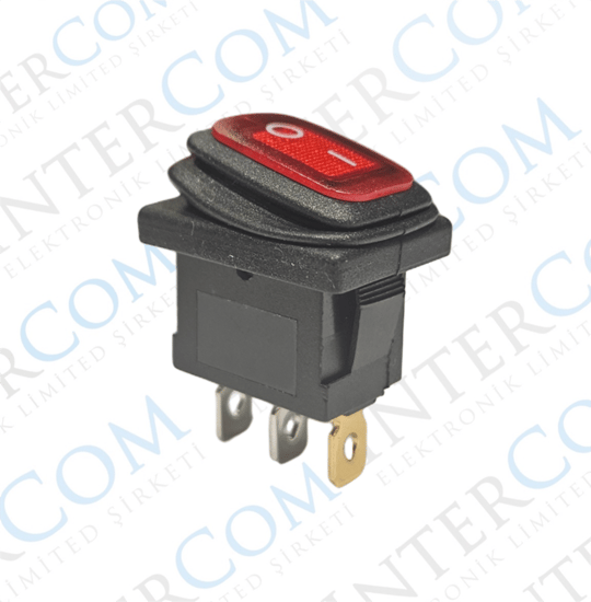 3 Pinli Rocker Switch Işıksız - Düz Siyah On-Off-On Dikdörtgen