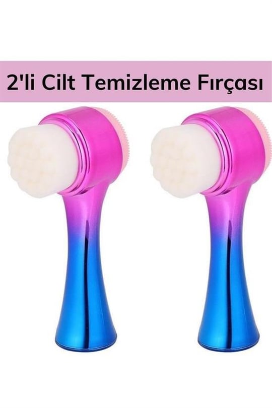 BUFFER® Çift İşlevli Renkli Cilt Yüz Temizleme Fırçası Peeling Masaj Etkili  Gözenek Temizleyici Alet