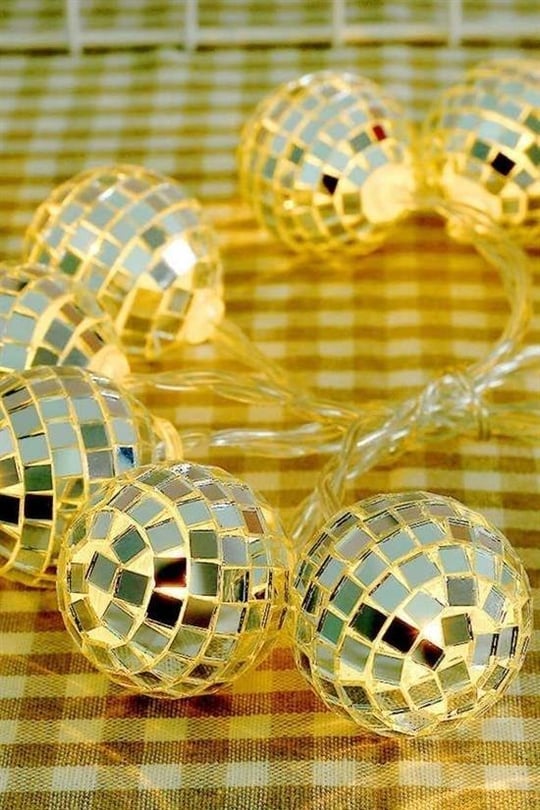 BUFFER® Mini-Disco-Kugel-Verzierung dekorative Ornamente mit 10  LED-Batterie-LED-Kette