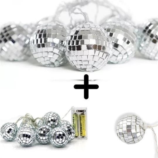 BUFFER® Mini-Disco-Kugel-Verzierung dekorative Ornamente mit 10  LED-Batterie-LED-Kette