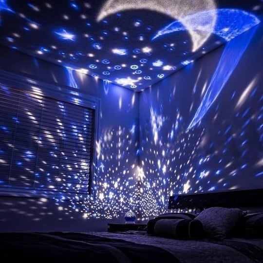 Buffer Renkli Ay Yıldız Tavan Yansıtma Pilli Led Gece Lambası Gökyüzü  Projeksiyonlu Dönen Küre