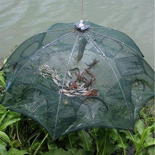 BUFFER® Umbrella Fishing Network Capture Handle File 16 Pockets Large Size  Portable Spreader Fish Trap