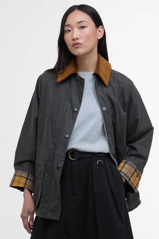 B★VERSE 寺田 ユンギ Barbour x Ganni Duffle Yağlı Ceket NY71 Navy - Classıc Tartan