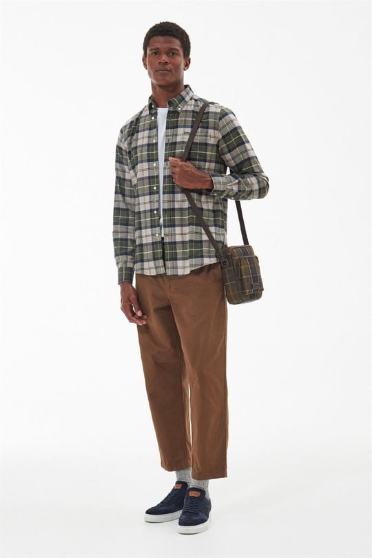 Barbour Tartan & Leather Cross Body Çanta TN11 Classic Tartan