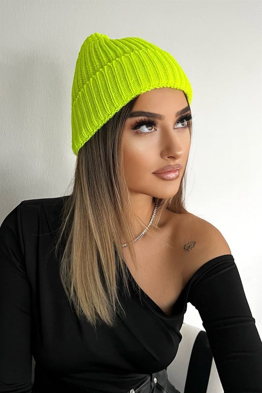 Takıştır Bijuteri Online | Neon Sarı Renk Bere/Şapka