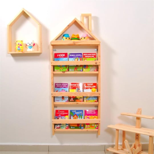 Çocuk Odası Eğitici Montessori Kitaplık Mobilya Raf Duvar Rafı | Markaawm