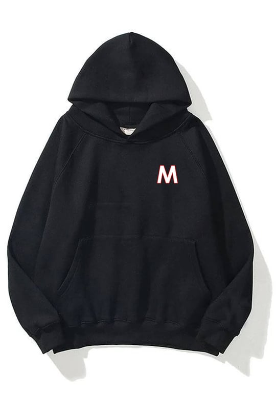 Trendiz Unisex M Harfli Siyah Sweatshirt Hoodie - Trendiz